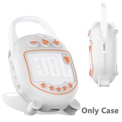JCHPINE Silicone Cover Case for JBL Clip 5 Portable Bluetooth Speaker - color: White