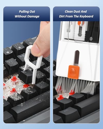 Keyboard Cleaner & Laptop Cleaning Kit, 15ml Spray, All-in-1 for Computer | Retractable Brush, Microfiber & Polishing Cloth, Keycap Puller, 3-in-1 Earbuds & Lens Pen, Safe for Airpod PC iPhone MacBook