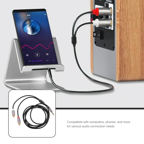Homoyoyo 3.5mm to Dual Audio Cable 1.5m Auxiliary Stereo Audio Extension Cord for Speakers and Computers Iron Gray