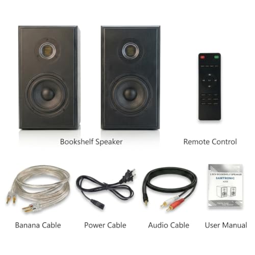 4 inches Active Bluetooth Bookshelf Speakers with AMT Tweeter | 60W Computer Speakers for Music and Gaming,2.0 Speakers for Desktop PC or Laptop, RCA,Optocal,HDMI ARC And USB Input - size: 4 inches