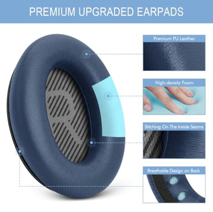 GEVO Premium Replacement Ear Pads for Bose QC35 & QC35ii -Twilight Blue | Fits QuietComfort 35 & 35ii / SoundLink 1&2 AE（Over-Ear）- Soft Protein Leather · Adaptive Memory Foam and Extra Durable - color: Twilight Blue