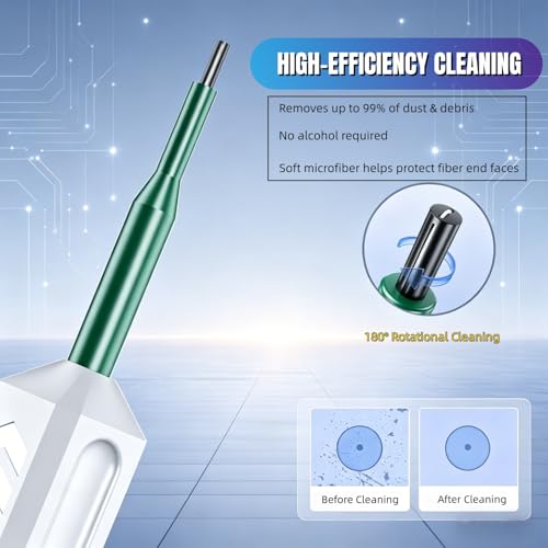 Fiber Optic Pen Cleaner for SC/ST/FC, 2.5mm UPC/APC Ferrule Cleaner,One-Push Fiber Optic Cleaning Tool with Extendable Probe (2.38” to 3.63”), 800+ Cleans per Unit, Anti-Static - 10 Pack - size: 2.5mm