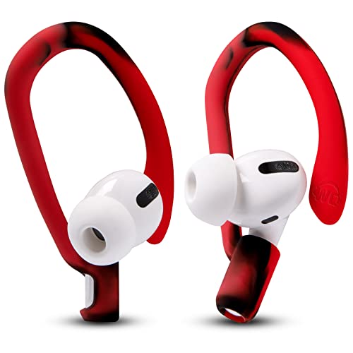 WC HookZ - Patented Upgraded Over Ear Hooks for AirPods Pro 1, 2 & AirPods 1, 2 & 3- Two Size Pairs Included in Package, Unique Left & Right Hook, Made by Wicked Cushions | Lava red - color: Lava