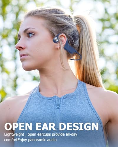 SANOTO Bone Conduction Headphones Bluetooth 5.3, Open Ear Headphones Wireless Bluetooth with 8 Hours Playtime Long Battery Life,IPX5 Waterproof Sports Headphones for Running, Cycling, Training