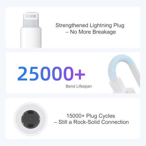Lightning to 3.5mm Headphone Adapter for iPhone - 50 Pack Hi-Fi iPhone Aux Adapter Converter Jack Dongle Audio Cord for Apple iPhone 14 13 12 11 X XS White - with Microphone - size: 50-Pack Standard Lightning
