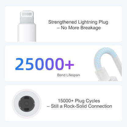 Lightning to 3.5mm Headphone Adapter for iPhone - 50 Pack Hi-Fi iPhone Aux Adapter Converter Jack Dongle Audio Cord for Apple iPhone 14 13 12 11 X XS White - with Microphone - size: 50-Pack Standard Lightning