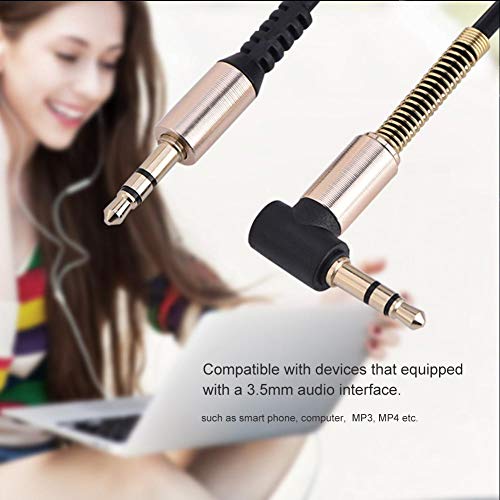 Socobeta Audio Cable 3.5mm Male to Male Spring Aux Cable L-Shaped & I-Shaped Retractable Cord for Car Audio Earphone