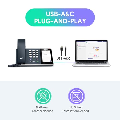 Yealink MP45 Microsoft Teams Certified USB Desk Phone,Cost-Effective Alternative to MP50,NOT SIP/VoIP Phone | Plug&Play via USB-A/C Cable | Powered by Computer | Dedicated for Teams & Skype