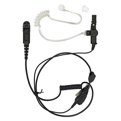 PROMAXPOWER 1-Wire FBI Style Clear Acoustic Tube Earpiece with PTT Button Mic Compatible with Motorola Two-Way Radios XPR3000, XPR3300e, XPR3500, XPR3500e, DEP550, MTP3100 - size: 1-Pack