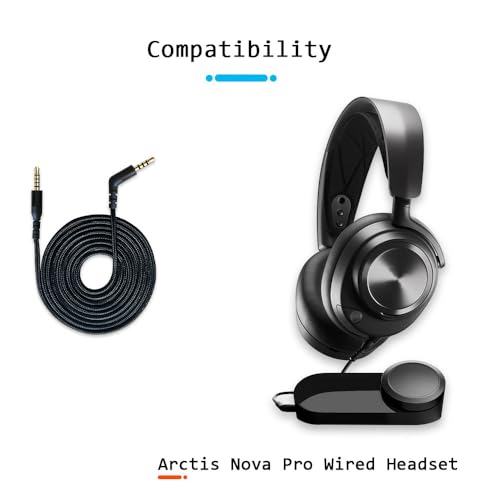 QJYTH Replacement 1.5 m Cable Compatible with Arctis Nova Pro / 7 Headset | Compatible with SteelSeries Arctis Nova Pro / 7 Headset (1.5m, Black) - size: 4.92ft