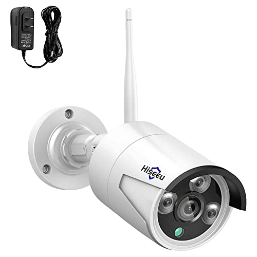 Hiseeu Camera Add on 3MP Outdoor Wireless Security Camera, Waterproof Outdoor Indoor 3.6mm Lens IR Cut Day & Night Vision with Power Adapter, Compatible 10CH Wireless Security Camera System - color: White 3MP