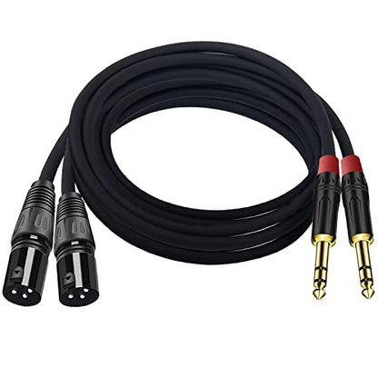 (2PACK/6.6FT) XLR to 1/4 TRS Stereo Adapter,XLR Male to 1/4 Inch (6.35mm) Balanced Microphone Stereo Audio Converter AdapterCable 3 Pin XLR to Quarter inch TRS Plug Mic Cord for Dynamic Microphone - size: 6.6ft