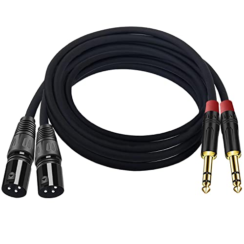 (2PACK/6.6FT) XLR to 1/4 TRS Stereo Adapter,XLR Male to 1/4 Inch (6.35mm) Balanced Microphone Stereo Audio Converter AdapterCable 3 Pin XLR to Quarter inch TRS Plug Mic Cord for Dynamic Microphone - size: 6.6ft