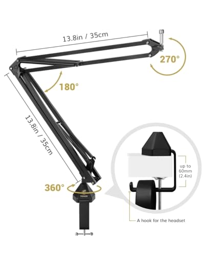 TONOR Condenser Microphone 192kHz/24Bit, USB Cardioid Computer Mic Kit with Upgraded Boom Arm/Spider Shock Mount for Recording, Streaming, Gaming, Podcasting, Voice Over, YouTube, TC-2030
