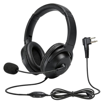 Dual Ear Walkie Talkie Headset for Motorola 2-Pin Radio RMM2050 RDU4100 CP200 CLS1110, Two Way Radio Earpiece with PTT Mic & VOX for Security Warehouse Construction