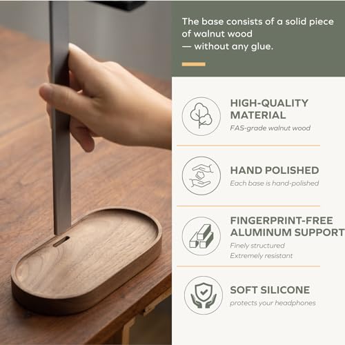 muso wood Headphone Stand with Storage Base for Desktop