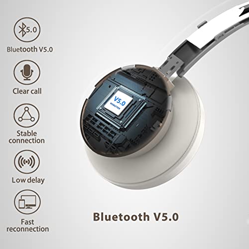 Bluetooth Headset with Microphone, Wireless Headphones with Noise Cancelling Mic, 26hrs talktime, On Ear Headphones with Mic Mute for Mac/Laptop/Zoom/Teams/Call Center/Office/Home Gold