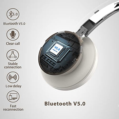 Bluetooth Headset with Microphone, Wireless Headphones with Noise Cancelling Mic, 26hrs talktime, On Ear Headphones with Mic Mute for Mac/Laptop/Zoom/Teams/Call Center/Office/Home Gold