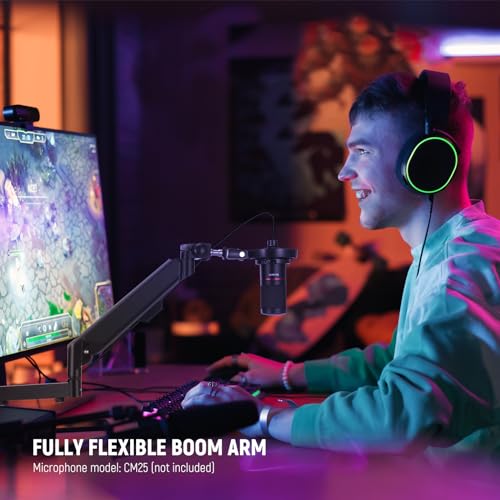 NEEWER Low Profile Mic Arm Desk Mount, 360° Swivel Boom Arm with Pneumatic Damping Adjustable, Cable Management, Compatible with Shure MV7 SM7B Blue Yeti Gaming Streaming Podcast Microphone, MS002 | Boom Arm, Adjustable, Cable Management, Compatible with