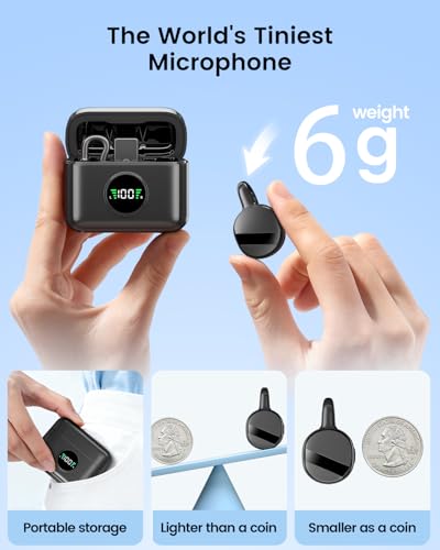ZVVN Mini Wireless Microphone with USB-C Plug for iPhone 15/16 & Android, Lavalier Microphone with Noise Cancellation, 30H Battery, for Video Recording, Podcast, YouTube, TikTok, Live Streaming