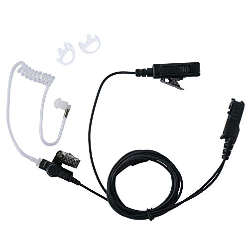 2-Wire XPR 3300 Acoustic Tube Headset with a Pairs of Earbud | Transparent tube, low-profile PTT clip. Compatible with XPR 3300e, XIR P6600, E8608 Two Way Radios