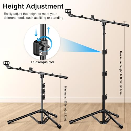 Microphone Stand, Tripod Boom Arm Floor Mic Stand Height Adjustable Heavy Duty for Singing Podcast for Blue Yeti Shure SM58 SM48 Samson Q2U - size: Medium