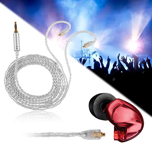 MMCX Connector Silver Plated Pure Copper Earphone Cable for SE215 SE535 SE846, Replacement Detachable Headphone Cable with 3.5mm Plug for High - Fidelity Audio (Silver Straight) - size: silver straight