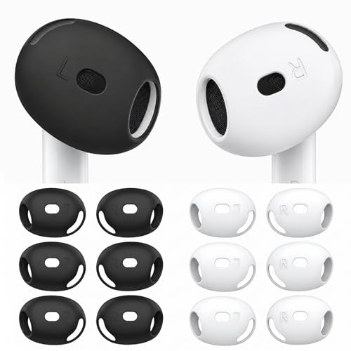 6 Pairs Ear Cover for AirPods 4, Anti Slip Ultra Thin Soft Air Pod 4 Accessories Compatible with Apple AirPods 4 Generation (Black & White)