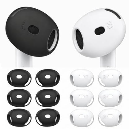 6 Pairs Ear Cover for AirPods 4, Anti Slip Ultra Thin Soft Air Pod 4 Accessories Compatible with Apple AirPods 4 Generation (Black & White)