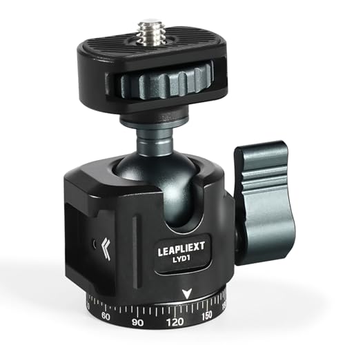 Tripod Metal Ball Head, 360° Rotating Base Adapter, Equipped with 1/4-inch Screw and Cold Shoe Mount, Compatible with Cameras, Smartphones and iPad Mounts, Max Load: 2.5kg/5.5 lbs