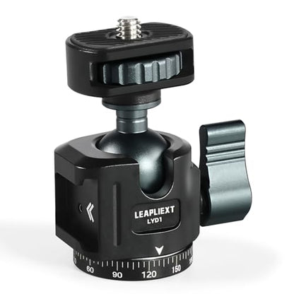 Tripod Metal Ball Head, 360° Rotating Base Adapter, Equipped with 1/4-inch Screw and Cold Shoe Mount, Compatible with Cameras, Smartphones and iPad Mounts, Max Load: 2.5kg/5.5 lbs