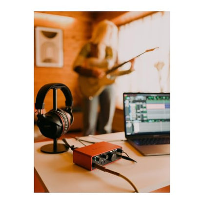 Focusrite Scarlett Solo 4th Gen USB Audio Interface, for the Guitarist, Vocalist, or Producer — High-Fidelity, Studio Quality Recording, and All the Software You Need to Record | 1 XLR Mic Preamp, 1 Hi-Z Instrument Input, 24-Bit/192kHz, 120dB Dynamic Rang