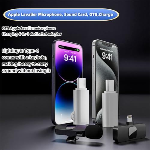 USB C to Lightning Microphone Adapter for iPhone Wireless Lavalier Microphone Fast Charging, 2 Pack Type C Male to Lightning Female Adapter Compatibility with i-Phone 17/16/15 Series,Not for Headphone