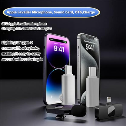 USB C to Lightning Microphone Adapter for iPhone Wireless Lavalier Microphone Fast Charging, 2 Pack Type C Male to Lightning Female Adapter Compatibility with i-Phone 17/16/15 Series,Not for Headphone