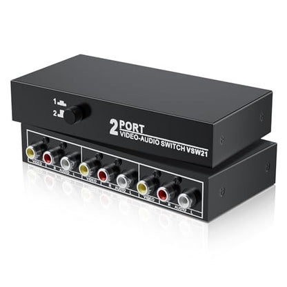 BolAAzuL RCA Switch 2 in 1 Out Composite Video L/R Audio Switcher Selector | 2-Way RCA Switcher 2x1 AV Switch Box 2-Port Plug & Play for N64 PS2/3 Wii Xbox Game Consoles DVD STB TV - style: 2 in 1 out