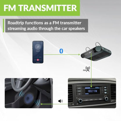 Avantree Roadtrip - Car Bluetooth Speaker & Wireless FM Transmitter Kit | Streaming Cell Phone Audio to Car Speaker with Hands-Free 6W Speakers, Built-in Mic, and Long 22hr Playtime