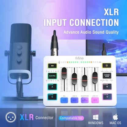 FIFINE USB PC Headset and Audio Mixer,Streaming Over-Ear Wired Headphones with 3.5mm Audio Jack,Detachable Microphone,Gaming Mixer with Slider Fader,XLR Microphone Interface,for Podcast(H9W+SC3W)