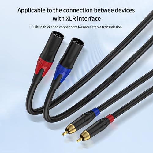 25ft RCA to XLR Cable - 4N OFC, Dual RCA Male to Dual XLR Male, HiFi Audio, Amplifier, Mixer, Microphone - size: 25FT-RCA Male to XLR Male