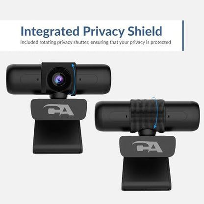 Cyber Acoustics WC-3000 5MP Super HD Webcam | Dual Omnidirectional Mics, Rotating Privacy Shutter, Auto-Focus Lens, Universal Monitor Mount, USB-A Plug-and-Play - size: WC-3000