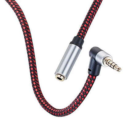 Tiierzon Audio Mic Extension Cable 20Ft,90 Degree TRRS 3.5mm Aux Headphone Extender 4-Pole Jack Plug Extension Lead Stereo Male to Female Braided Cord for Headset,Laptop,Phone,Car,PS4 and More (20Ft) - size: 20Ft