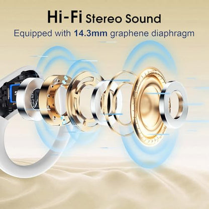 Wireless Earbuds 75H Bluetooth 5.4 Sport Headphones with Earhooks, White | IPX7 Waterproof In-ear Buds Feature ENC Noise Cancelling Mic & Deep Bass. Stereo Sound Device for Gym Running Workout - color: White