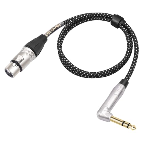 3Feet Balanced 3Pin XLR Female to Right Angle 1/4 TRS Mixer Cable,Right Angle 6.35mm to 3pin XLR Female Audio Cable for Microphone Mixer Amplifier - size: 3Feet