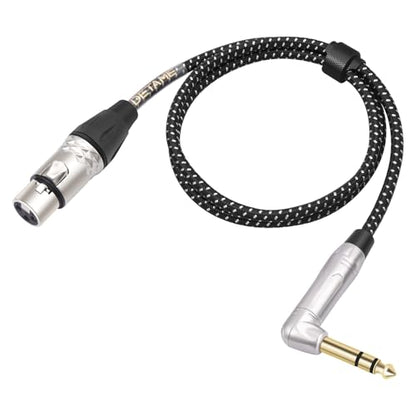 3Feet Balanced 3Pin XLR Female to Right Angle 1/4 TRS Mixer Cable,Right Angle 6.35mm to 3pin XLR Female Audio Cable for Microphone Mixer Amplifier - size: 3Feet