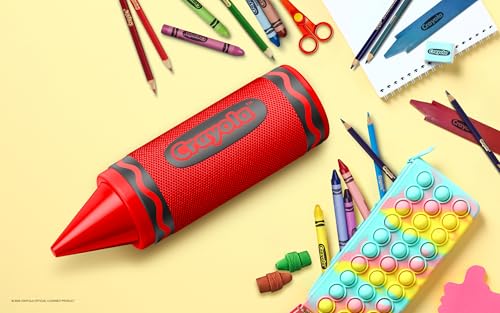 Crayola Kids Crayon Speakers Bluetooth, Portable Bluetooth Speakers | 20W Peak Power HD Sound, Mini Bluetooth Speaker Wireless with TWS Pairing BT 5.3, FM Radio Home/Party/Outdoor/Travel - color: Red