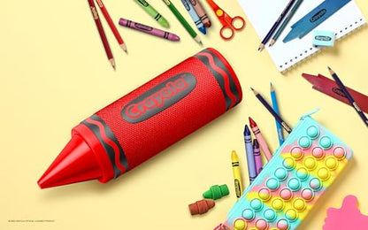 Crayola Kids Crayon Speakers Bluetooth, Portable Bluetooth Speakers | 20W Peak Power HD Sound, Mini Bluetooth Speaker Wireless with TWS Pairing BT 5.3, FM Radio Home/Party/Outdoor/Travel - color: Red