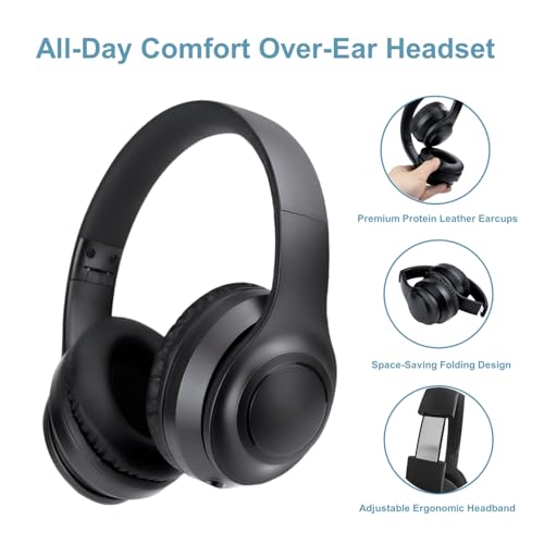 Wireless Over-Ear TV Headphones for Seniors with ANC, Bluetooth 5.3 & 3-in-1 Transmitter (USB/RCA/AUX) for Non-Bluetooth TVs, 35H Playtime, 220g Lightweight Foldable, Gifts for Elderly Parents