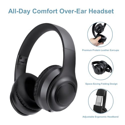 Wireless Over-Ear TV Headphones for Seniors with ANC, Bluetooth 5.3 & 3-in-1 Transmitter (USB/RCA/AUX) for Non-Bluetooth TVs, 35H Playtime, 220g Lightweight Foldable, Gifts for Elderly Parents