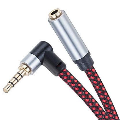 Tiierzon Audio Mic Extension Cable 12Ft,90 Degree TRRS 3.5mm Aux Headphone Extender 4-Pole Jack Plug Extension Lead Stereo Male to Female Braided Cord for Headset,Laptop,Phone,Car,PS4 and More (12Ft) - size: 12Ft