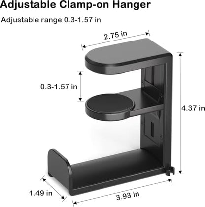 Headphone Stand, Desk Mount Holder with 360 Degree Swivel | Gaming Headset Organizer, Clamp-on Under Desk Hanger with Cable Clip for Office, Home