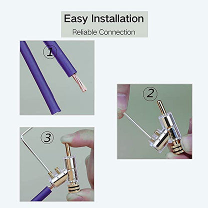 4X Banana Plugs Gold Plated 45° Angled Screw Locking Speaker Connectors for Sound Systems - color: Gold